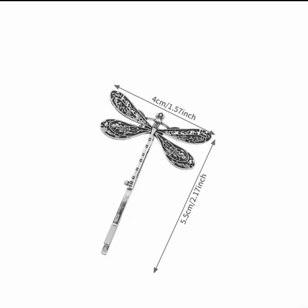 Silver Tone Dragon fly Bobby Pins set - Picture 3 of 3